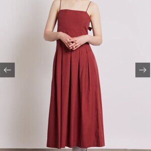 Damson Madder Iris Midi Dress - burgundy red coquette midi long dress with bows
